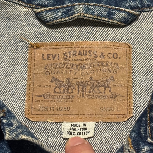 Vintage 80s 90s Levi’s Denim Jean Jacket, Orange Tab, Grunge Rocker (Small) - Picture 4 of 10